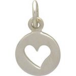 Sterling Silver Tiny Round Heart Cutout Charm - 8MM