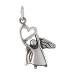 Sterling Silver Angel Charm with Heart on Top - 18x14mm