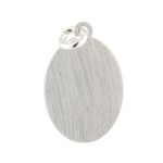 Sterling Silver Blank Engravable Brushed Finished Oval - 14x10mm w/ Open Jump Ring