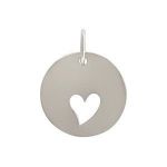 Sterling Silver Round Disc Charm w/ Heart Cutout
