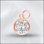 Sterling Silver 6mm Mini Charm - CZ April Crystal (Rose Gold Plated)