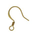 Brass Flat Fishhook Ear Wire with Coil