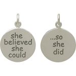 Sterling Silver "She Believed She Could" Double-Sided Message Charm