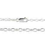 Sterling Silver Finished E-Coat Neck Chain - Diamond Cut Oval Rolo w/ Lobster Claw Clasp - 24"