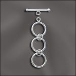 SILVER FILLED 12MM TOGGLE CLASP ROUND W/3 RINGS  EXTENDER