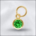 Sterling Silver - 4mm Mini Charm - CZ May Emerald (Gold Plated)