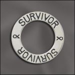 STERLING SILVER 22MM MESSAGE RING - SURVIVOR W/2 RIBBONS