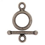 Sterling Silver Round Oxidized Toggle Clasp - 12mm