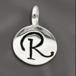 Sterling Silver Charm - 8MM Engraved Disc R