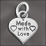 Sterling Silver Engraved Made with Love Heart Charm