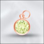 Sterling Silver 6mm Mini Charm - CZ August Peridot (Rose Gold Plated)