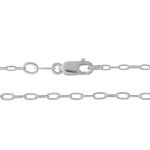 Sterling Silver Finished E-Coat Neck Chain - 1.35x3mm Patterned Paperclip - 20"