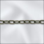 Base Metal Antique Brass Plated Textured Drawn Cable Chain