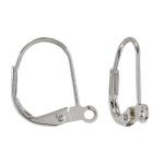 Base Metal Silver Plated Lever Back with Open 1.35mm Ring