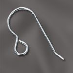 Sterling Silver Ear Wire .028"/.7mm/21 GA Round Wire w/ Backside Loop
