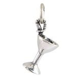 Sterling Silver Martini Glass Charm w/ Olive
