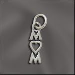 Sterling Silver Charm - "Mom" w/ Heart for Letter "O"
