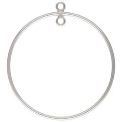 Sterling Silver Round Drop Chandelier with 2 Closed Rings - 30mm