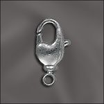 Base Metal Silver Plated Lobster Claw Clasp with Ring - 17mm