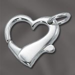 Sterling Silver - 19mm Large Heart Shape Clasp w/Open Ring
