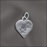 STERLING SILVER CHARM - PAWS ON HEART