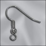 Base Metal Plated Ear Wire .025"/.64Mm/22 Ga Wire W/3Mm Ball & Coil (Gun Metal)