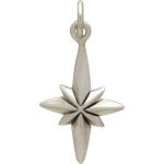 Sterling Silver North Star Compass Charm - 18.5x11.5MM