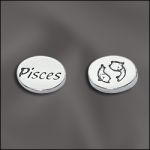 Sterling Silver 11mm Message Bead w/1.8mm Hole - Double Sided - Pisces