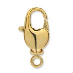 Base Metal Gold Plated Lobster Claw Clasp with Ring - 17mm