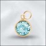 Sterling Silver 6mm Mini Charm - CZ March Aquamarine (Gold Plated)