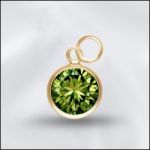 Sterling Silver 6mm Mini Charm - CZ August Peridot (Gold Plated)