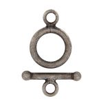 Sterling Silver Round Oxidized Toggle Clasp - 9mm