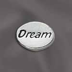 STERLING SILVER 11MM MESSAGE BEAD W/1.8MM HOLE -  DREAM