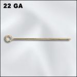 Base Metal Plated 1" Eye Pin .024"/.65Mm/22Ga 2.6Mm Od (Gold Plated)