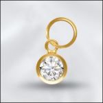 Sterling Silver - 4mm Mini Charm - CZ April Crystal (Gold Plated)