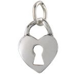 Sterling Silver Heart with Key Hole Charm - 14x11mm