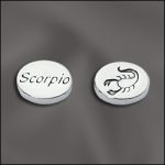 Sterling Silver 11mm Message Bead w/1.8mm Hole - Double Sided - Scorpio