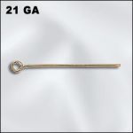 Base Metal Plated 1" Eye Pin .028"/.65Mm/21 Ga W/2.6Mm Eye Od (Gold Plated)