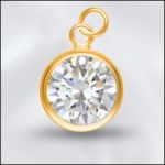 Sterling Silver - 8mm Mini Charm - CZ April Crystal (Gold Plated)