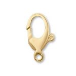 Sterling Silver 7x14mm Lobster Claw with Solid Ring - 10 Mils Gold