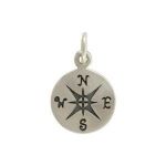 Sterling Silver Compass Charm - 13x10mm