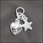 STERLING SILVER CHARM - HEART & STAR