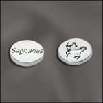 Sterling Silver 11mm Message Bead W/1.8mm Hole -Double Sided-Sagittarius
