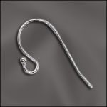 Base Metal Plated Ear Wire .025"/.64mm/22 GA Round Wire Loop w/1mm Ball (Silver Plated)
