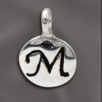 Sterling Silver Charm - 8MM Engraved Disc M