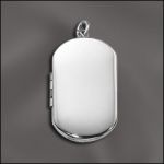 Sterling Silver Engravable Dog Tag with Locket - 30x18mm (Shiny Front)