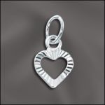 Silver Filled Charm - Small Diamond Cut Open Heart