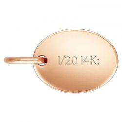rose gold oval quality tag with jump ring