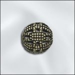 Base Metal Antique Brass Plated 8mm Round Filigree Bead w/.8mm Hole