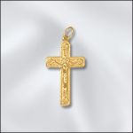 BASE METAL PLATED CHARM - 29x16MM CRUCIFIX (GOLD PLATED)